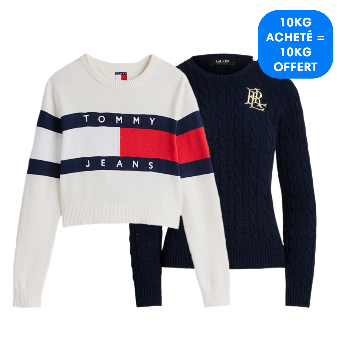 10kg Pull Ralph Lauren/Tommy Hilfiger Femme + 10kg OFFERT